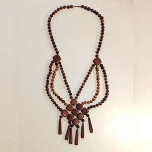 Vintage Juniper Natural Wood Festoon Bib Necklace